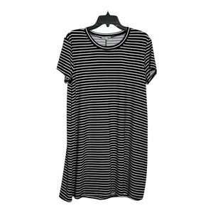 Mary Square Womens Black‎ White Striped Short Sleeve T-Shirt Dress Medium M